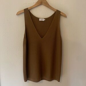 The Reset camel vneck knit tank top